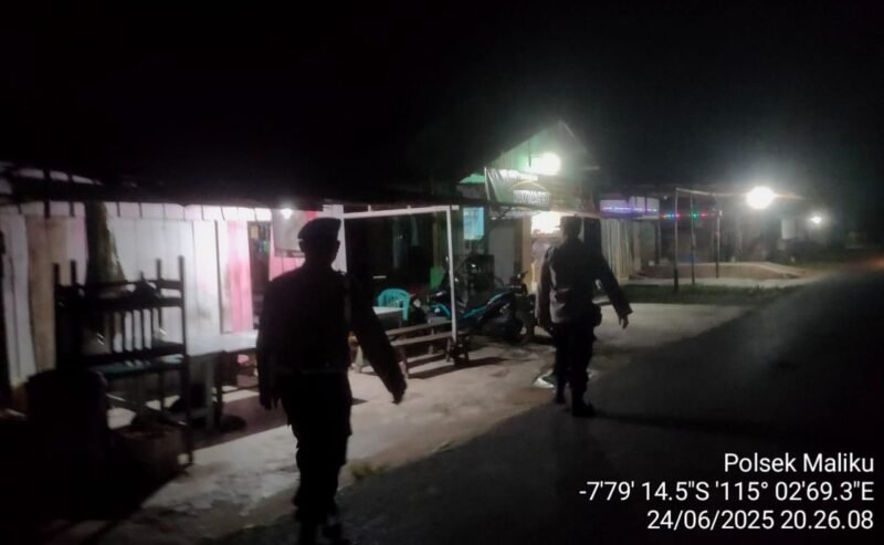 Polsek Maliku, Melaksanakan Kegiatan Patroli Malam di Wilkumnya untuk Kamtibmas Kondusif