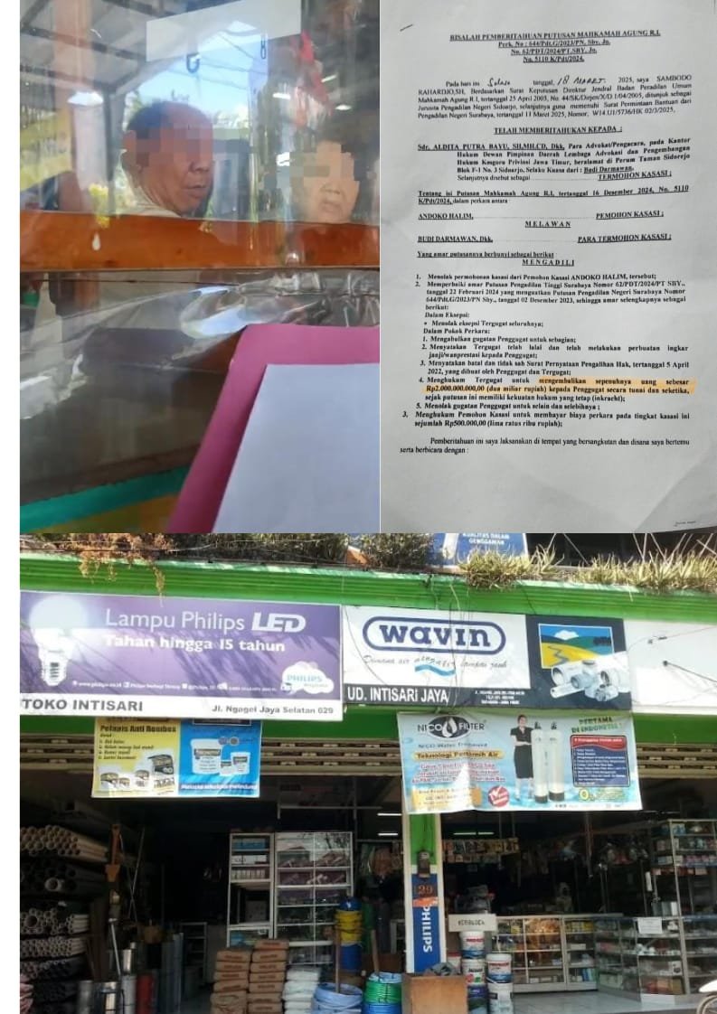 Tidak hanya tak hiraukan Putusan Mahkamah Agung, Di duga Pengusaha kaya wilayah surabaya juga Memandang rendah pribumi dan agama islam bahkan melecehkan Institusi Pengadilan