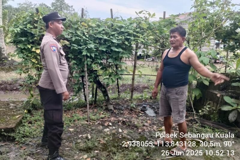 Giat dukungan terhadap program pemerintah Pusat tentang Ketahanan Pangan personil Polsek Sebangau Kuala sambangi petani di Desa Sebangau Permai, Kecamatan Sebangau Kuala Kabupaten Pulang Pisau