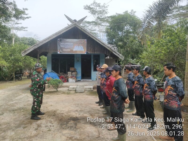Apel Kesiapan Personel Patroli Terpadu Poslap 17 dalam Rangka Pencegahan Karhutla di Wilkum Polsek Maliku