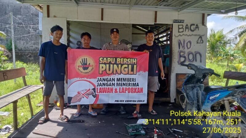 Polsek Kahayan Kuala lakukan sosialisasi kepada warga terkait telah di bentuknya Tim Satgas Saber Pungli di Wilkum Polres Pulang Pisau