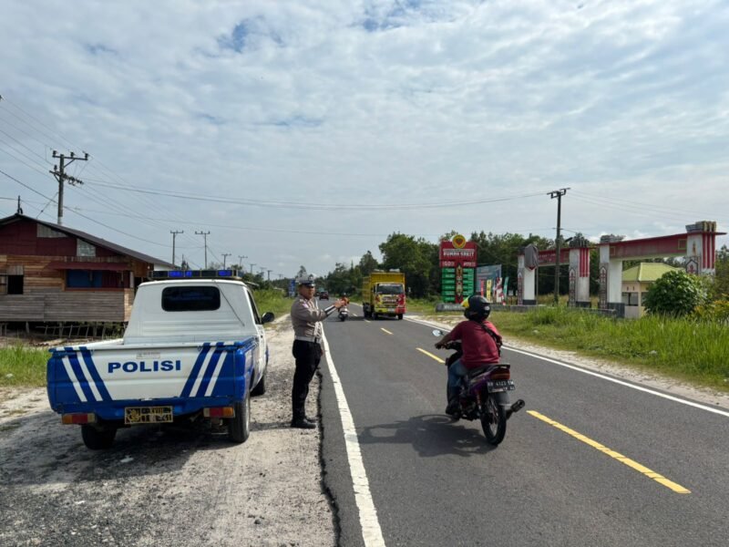 Personel Satlantas Polres Pulang Pisau, Menggelar Patroli Daerah Rawan Laka dan Rawan Pelanggaran Lalu Lintas