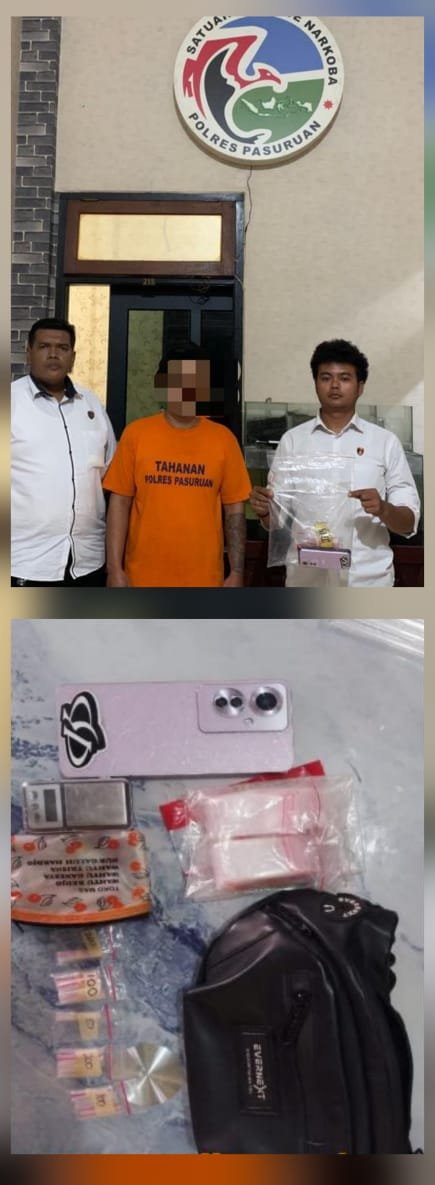 2 Pelaku Pengedar Narkoba, Dengan Barang Bukti 34 Poket di Amankan Satresnarkoba Polres Pasuruan