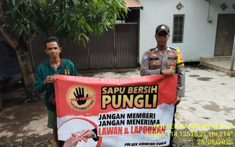 Polsek Kahayan Kuala lakukan sosialisasi kepada warga terkait telah di bentuknya Tim Satgas Saber Pungli di Wilkum Polres Pulang Pisau