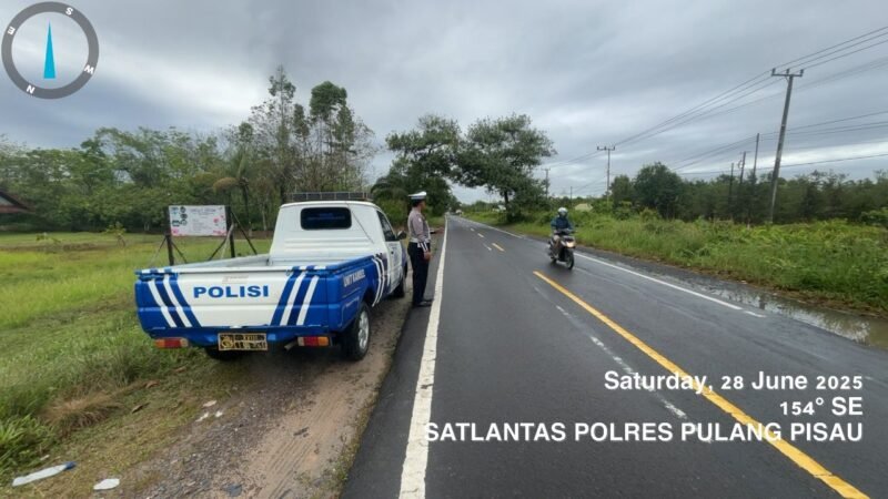 Personel Satlantas Polres Pulang Pisau, Menggelar Patroli Daerah Rawan Laka dan Rawan Pelanggaran Lalu Lintas