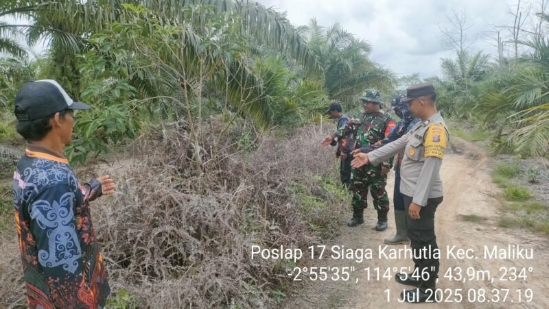 Kegiatan Patroli Terpadu Pos Lapangan (Poslap) 17 Wilkum Polsek Maliku Monitoring Lahan Rawan Karhutla