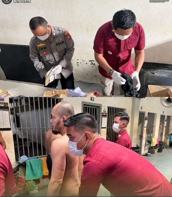 Deteksi Dini Cegah Peredaran Narkoba dan Handphone, Rutan Batam Gelar Razia Gabungan dan Tes Urin kepada Petugas dan Warga Binaan