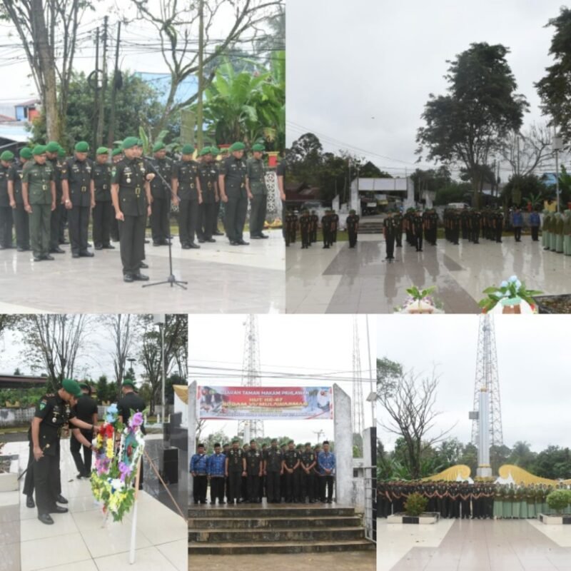 Khidmat Kodim, 1002/HST dan Yonif 621/Manuntung Tabur Bunga di TMP Kusuma Bangsa