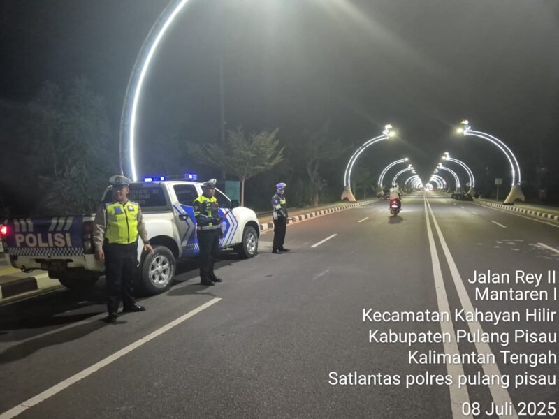 Cegah Aksi Balap Liar, Tim Patroli Blue Light Satlantas Polres Pulang Pisau Pantau Lokasi Rawan Malam Hari