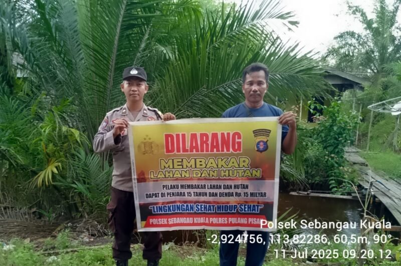 Polsek Sebangau Kuala, Mensosialisasikan Himbauan Melarang Membakar Hutan atau lahan kepada Masyarakat