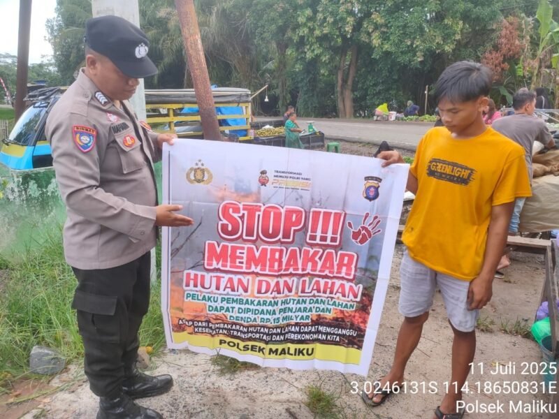 Sosialisasi Larangan Karhutla, di Wilkum Polsek Maliku Aktif dilaksanakan oleh Personel Bhabinkamtibmas