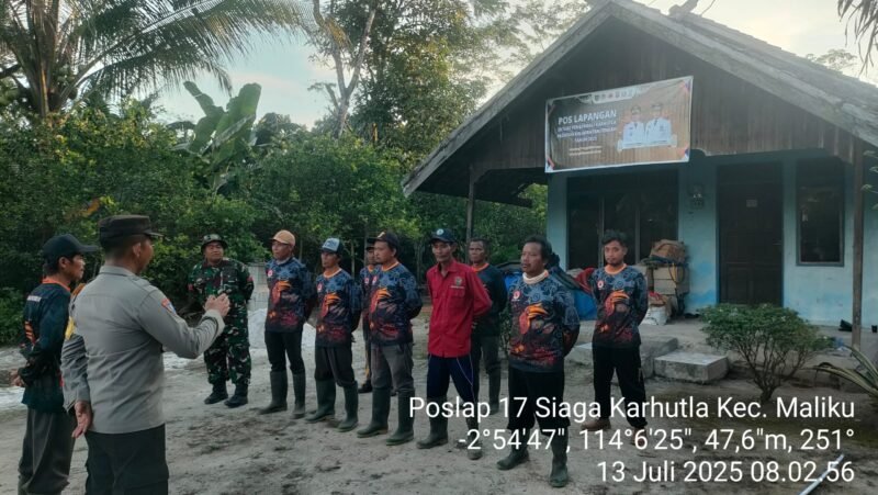 Apel Kesiapan dan Pengecekan Sarpras Karhutla di Pos Lapangan (Poslap) 17 Wilkum Polsek Maliku