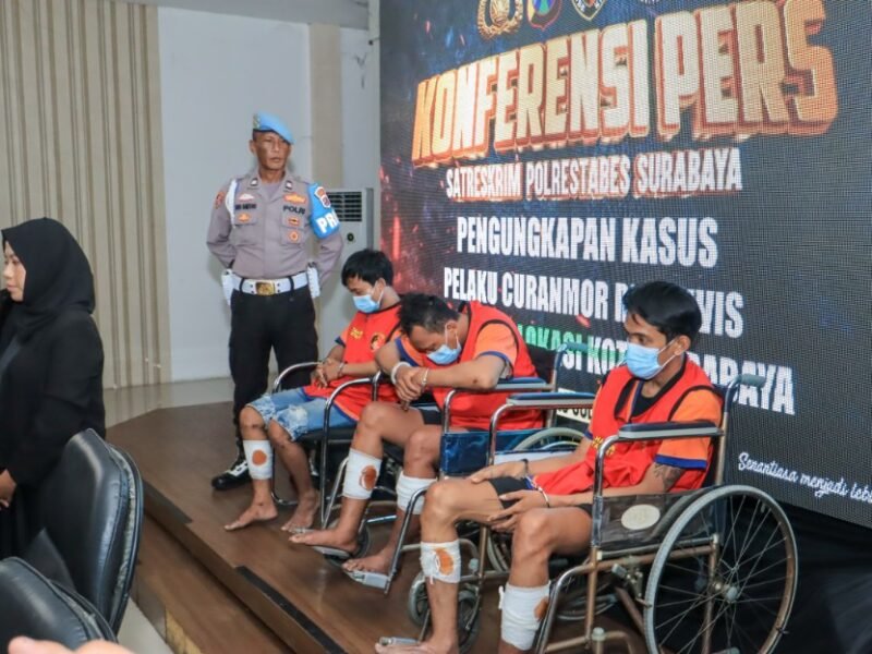 Polrestabes Surabaya Kembali Berhasil Amankan 3 Tersangka Spesialis Curanmor