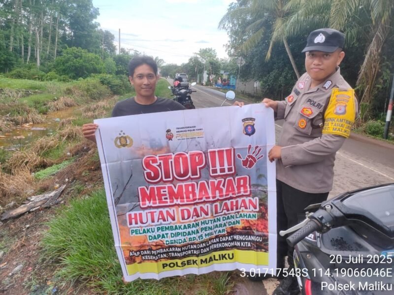Bhabinkamtibmas, Polsek Maliku Sampaikan Sosialisasi Larangan Karhutla