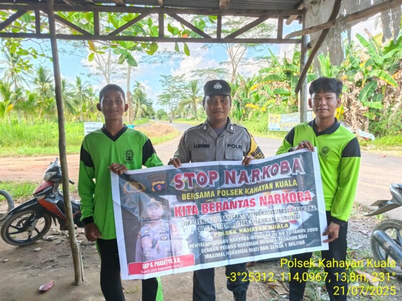 Polsek Kahayan Kuala melaksanakan giat Binluh himbauan tentang larangan Narkoba di wilayah kecamatan Kahayan Kuala