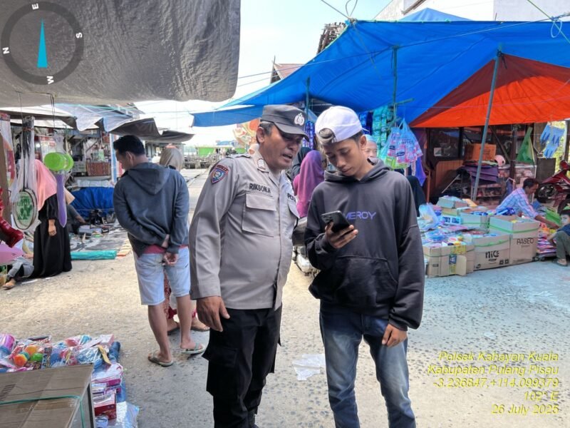 Personil Polsek Kahayan Kuala secara masif lakukan giat himbauan Stop dan Larangan bermain Judi Online