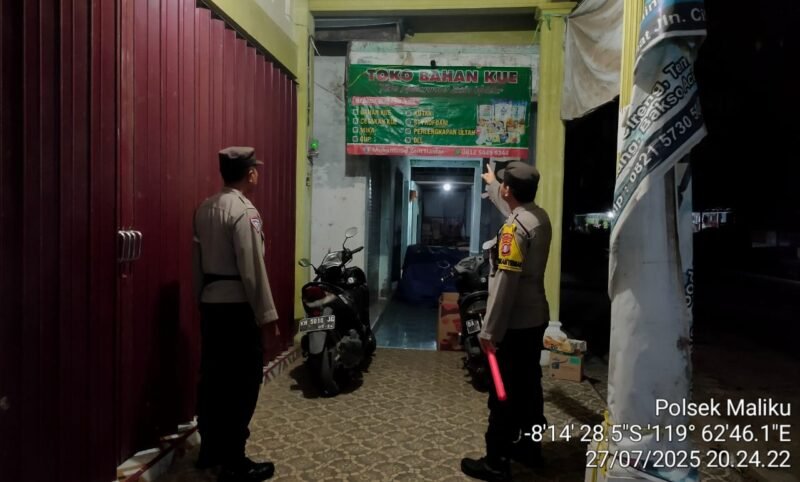 Polsek Maliku Laksanakan Patroli Malam, Jaga Stabilitas Kamtibmas di Wikumnya