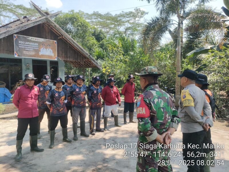 Apel Pagi Awali Kegiatan Patroli Terpadu Cegah Karhutla di Wilkum Polsek Maliku
