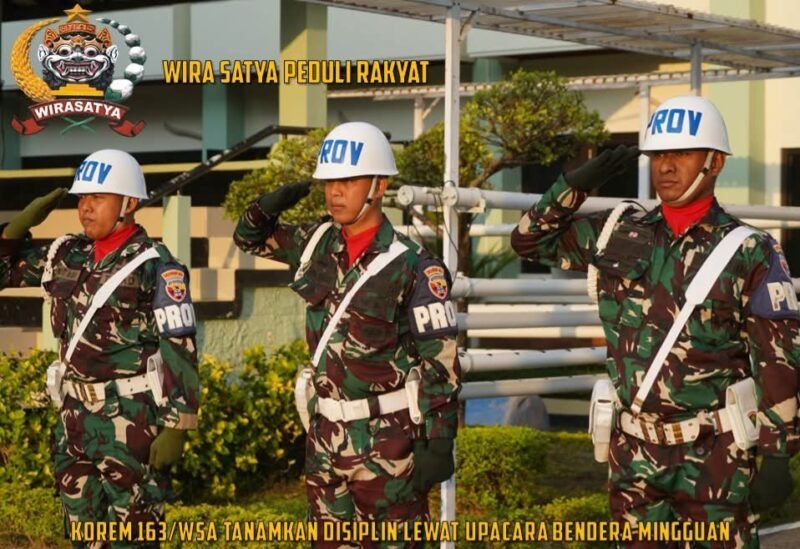 Korem 163/WSA Tanamkan Disiplin Lewat Upacara Bendera Mingguan
