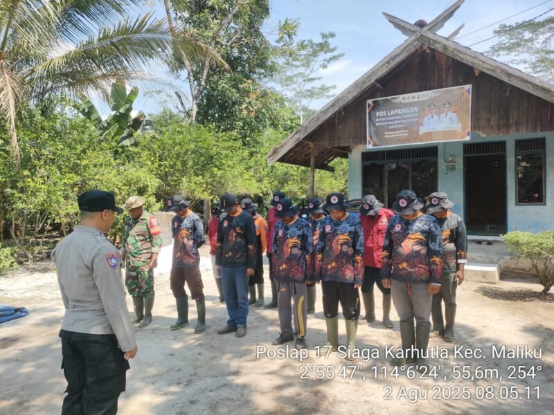 Awali Kegiatan Patroli Karhutla, Personel Pos Lapangan (Poslap) di Wilkum Polsek Maliku Laksanakan Apel Kesiapan