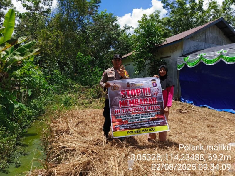Sosialisasi Larangan Karhutla di Desa Binaan Bhabinkamtibmas Polsek Maliku