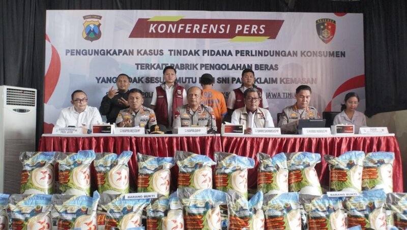 Polisi Amankan, 12,5 Ton Beras Oplosan, di Tempat Produksi Sidoarjo