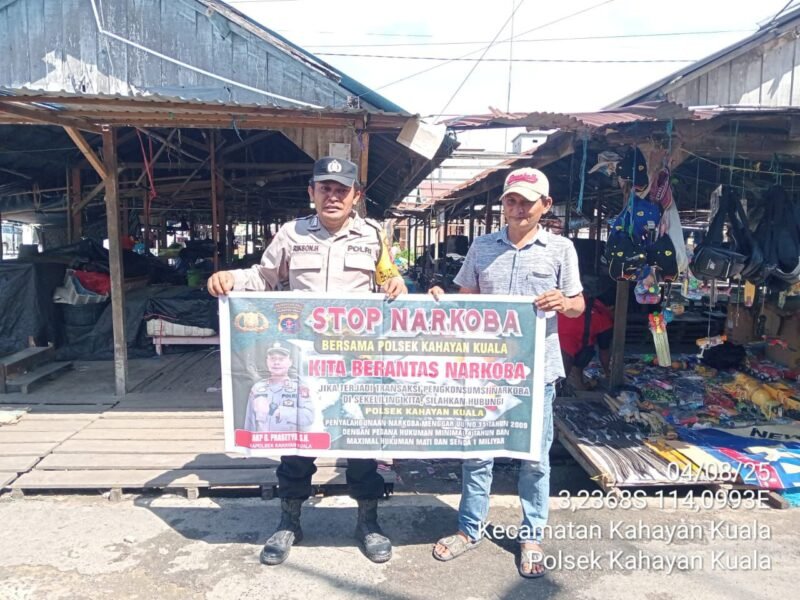 Polsek Kahayan Kuala melaksanakan giat Binluh himbauan tentang larangan Narkoba di wilayah kecamatan Kahayan Kuala