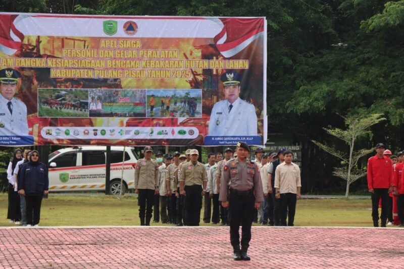 Kesiapan Maksimal! Apel Siaga Karhutla 2025 di Pulang Pisau Dihadiri Kapolres dan Personel Gabungan