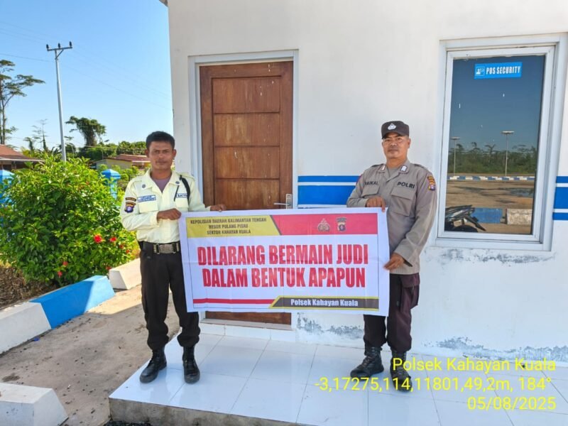 Personil Polsek Kahayan Kuala secara masif lakukan giat himbauan Stop dan Larangan bermain Judi Online.