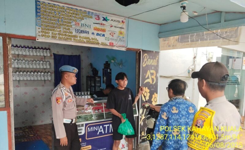 Personil Polsek Kahayan Kuala secara masif lakukan giat himbauan Stop dan Larangan bermain Judi Online.