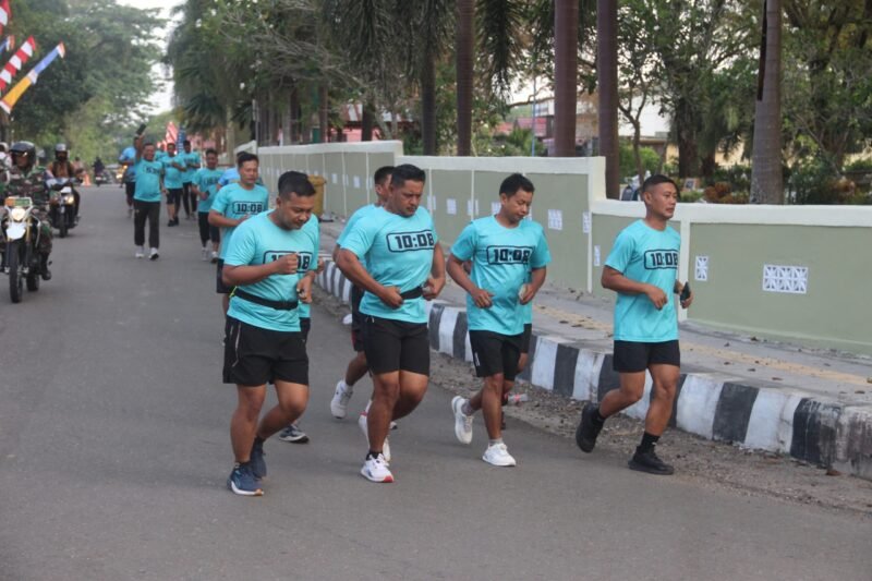 Bina Fisik dan Jalin Silaturahmi, Kodim 1008/Tabalong Gelar Lari Aerobik