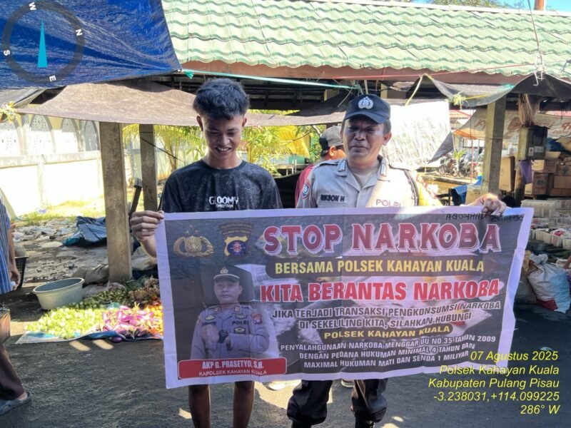Polsek Kahayan Kuala melaksanakan giat Binluh himbauan tentang larangan Narkoba di wilayah kecamatan Kahayan Kuala.