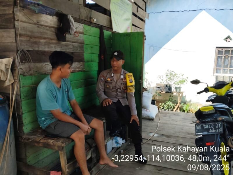 Polsek Kahayan Kuala melaksanakan giat Binluh himbauan tentang larangan Narkoba di wilayah kecamatan Kahayan Kuala.