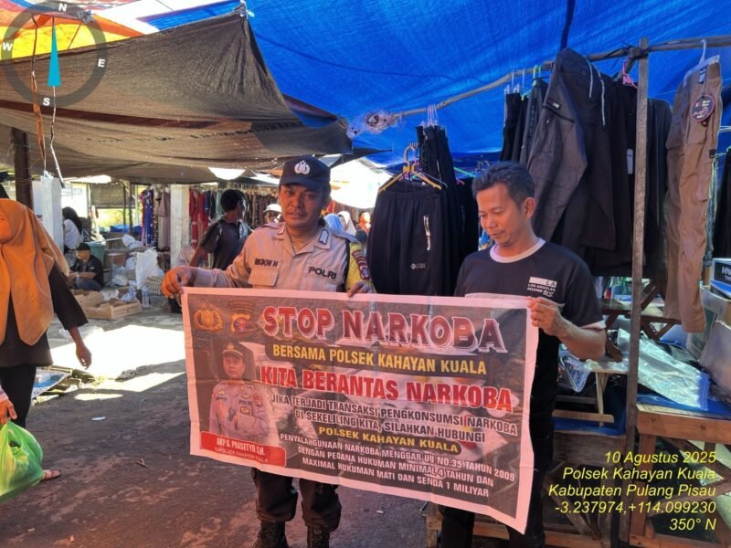 Polsek Kahayan Kuala melaksanakan giat Binluh himbauan tentang larangan Narkoba di wilayah kecamatan Kahayan Kuala.