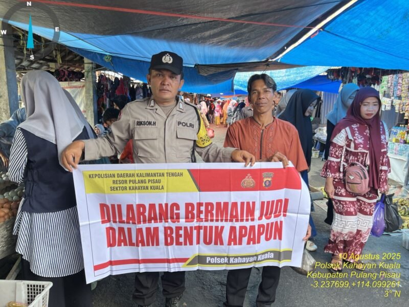 Personil Polsek Kahayan Kuala secara masif lakukan giat himbauan Stop dan Larangan bermain Judi Online