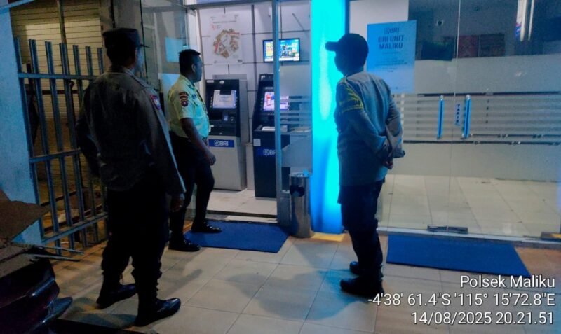 Kali Ini Sasaran Bank BRI, Personil Polsek Maliku Laksanakan Patroli Malam