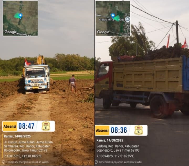 Aktivitas Ilegal,Kanor- Kabupaten Bojonegoro Masih Marak Galian C Berkedok Membuka Lahan Pertanian Baru.