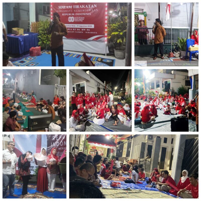 Warga RW 06 Kelurahan Manukan  Kulon Gelar Malam Tasyakuran HUT ke-80 RI : Semangat Merah Putih