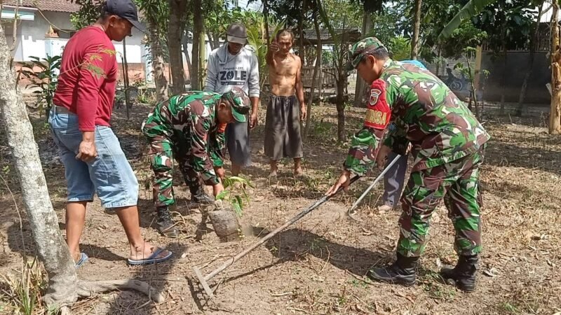 Babinsa Wonodadi Dan Warga Laksanakan Penghijauan Demi Lingkungan Hijau Dan Sehat
