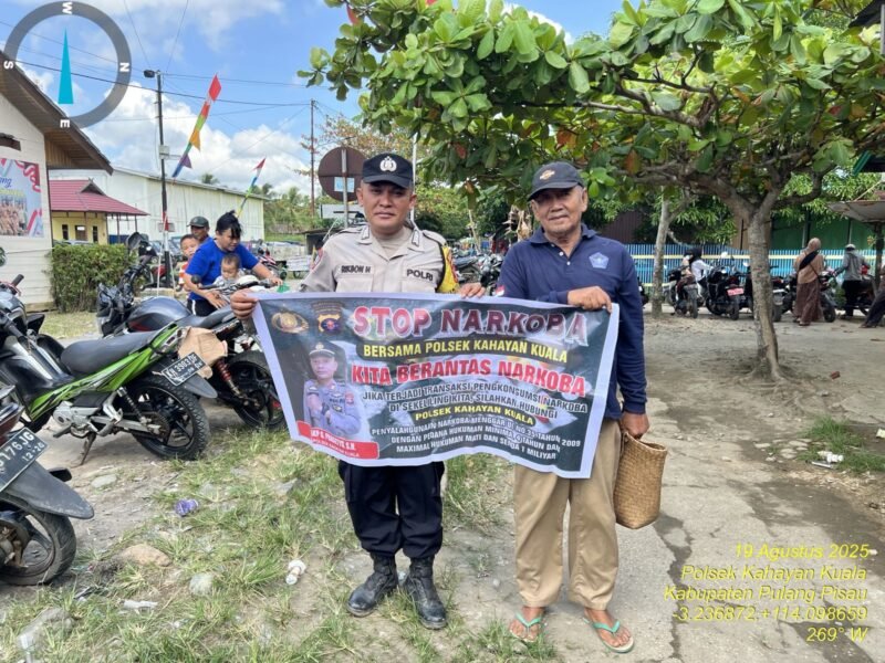 Polsek Kahayan Kuala melaksanakan giat Binluh himbauan tentang larangan Narkoba di wilayah kecamatan Kahayan Kuala