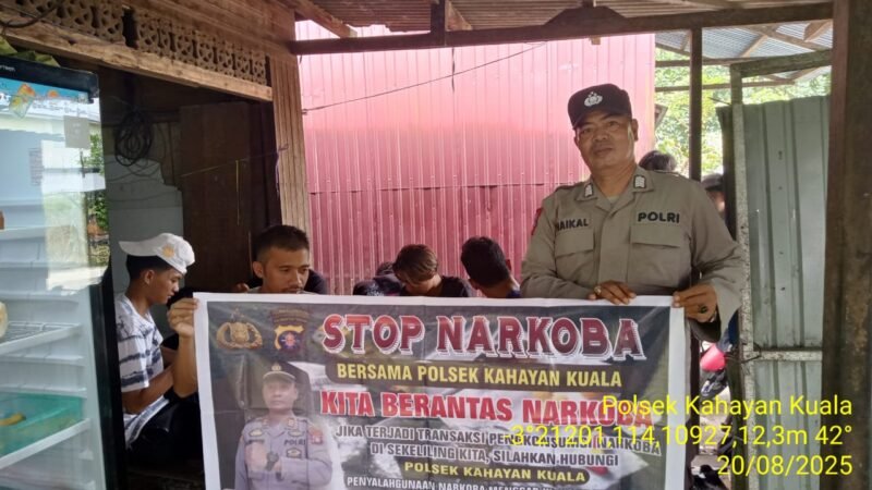 Polsek Kahayan Kuala melaksanakan giat Binluh himbauan tentang larangan Narkoba di wilayah kecamatan Kahayan Kuala