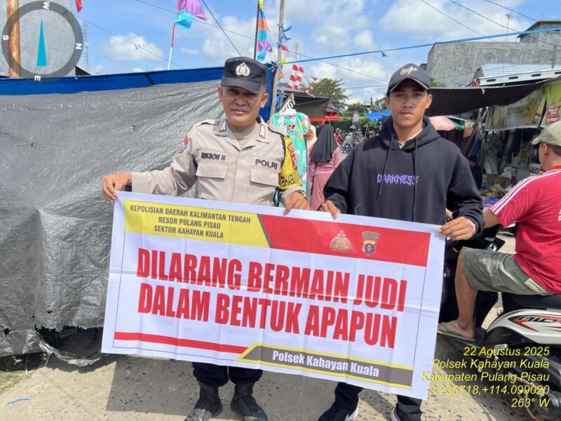 Personil Polsek Kahayan Kuala secara masif lakukan giat himbauan Stop dan Larangan bermain Judi Online.