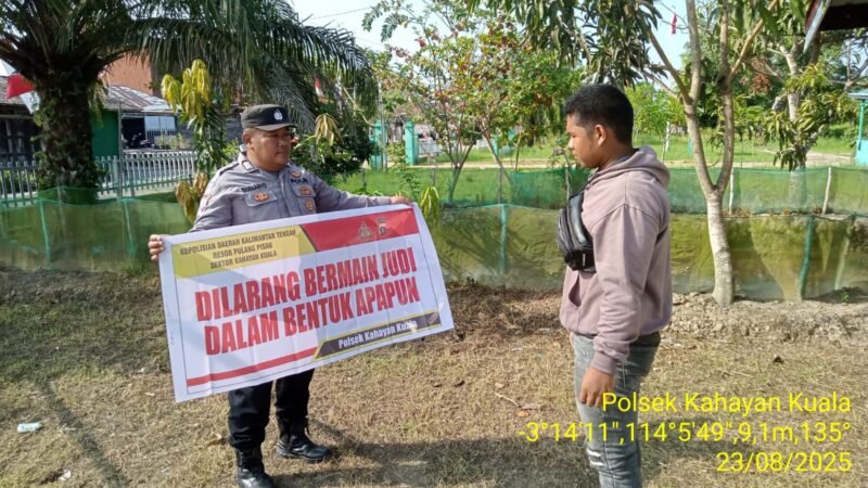 Personil Polsek Kahayan Kuala secara masif lakukan giat himbauan Stop dan Larangan bermain Judi Online.