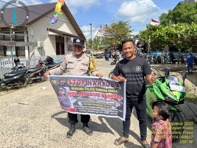 Polsek Kahayan Kuala melaksanakan giat, Binluh himbauan tentang larangan Narkoba di wilayah kecamatan Kahayan Kuala