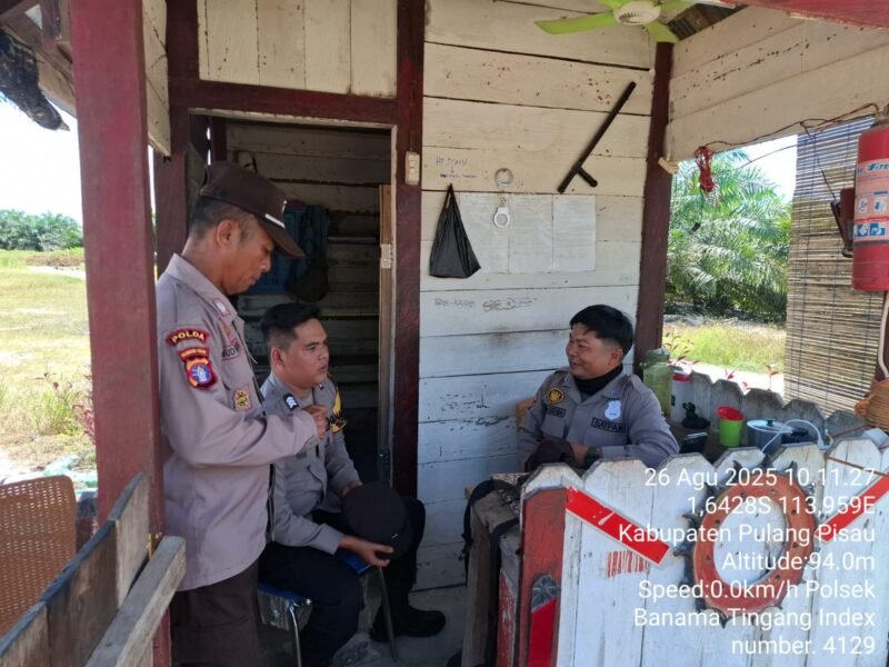 Pengecekan Pos Security PT. CTAA, Polsek Banama Tingang Tekankan Kewaspadaan