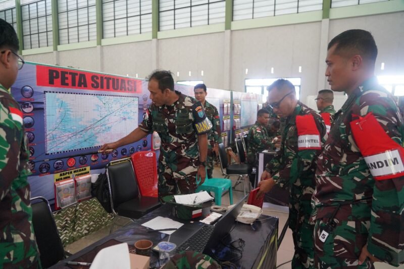 Danrem 121/Abw Brigjen TNI Purnomosidi, S.I.P., M.A.P., M.Han, Laksanakan Pembukaan Latihan Posko I Kodim 1208/Smbas