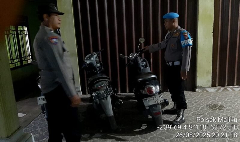 Ciptakan Sit aman Dan Kondusif Personil Polsek Maliku Melaksanakan Patroli Malam