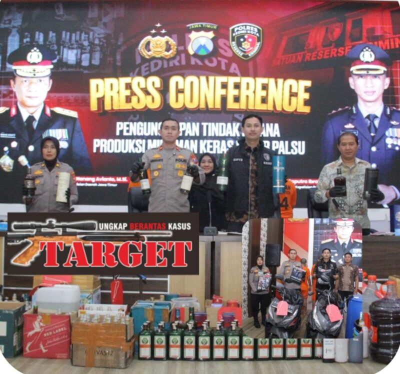 Polres Kediri Kota Ungkap Pemalsuan Minuman Keras, dan Aksi Pengeroyokan