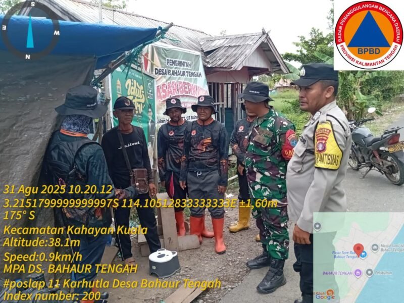 Personel Polsek Kahayan Kuala sambangi warga dan Memberikan himbauan Tentang Larangan Membakar hutan dan lahan.