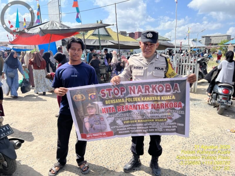Polsek Kahayan Kuala melaksanakan giat Binluh himbauan tentang larangan Narkoba di wilayah kecamatan Kahayan Kuala.